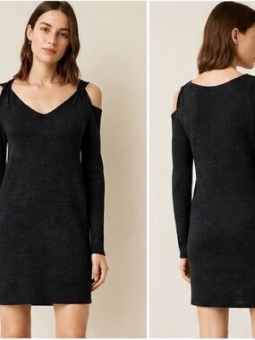 All Saints Taka/Rianne Draped Cold Shoukder Merino Wool Dress Small
